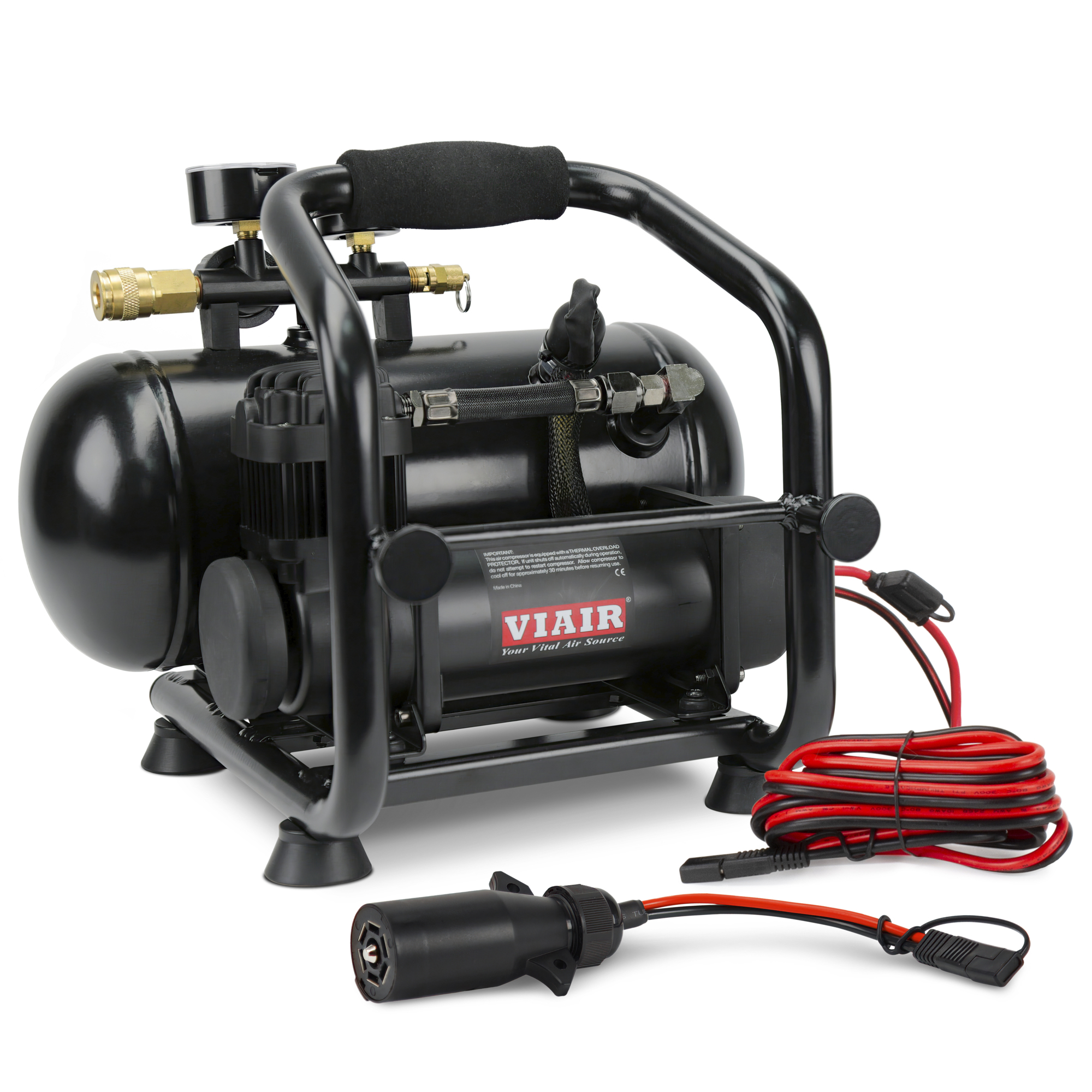Viair, PlugNPlay Air Compressor Portable 7-way Power Access, Horsepower 0.25 HP, Air Tank Size 1.5 Gal, Volts 12 Model# 38035